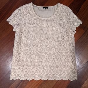 Cream short sleeve lace t-shirt